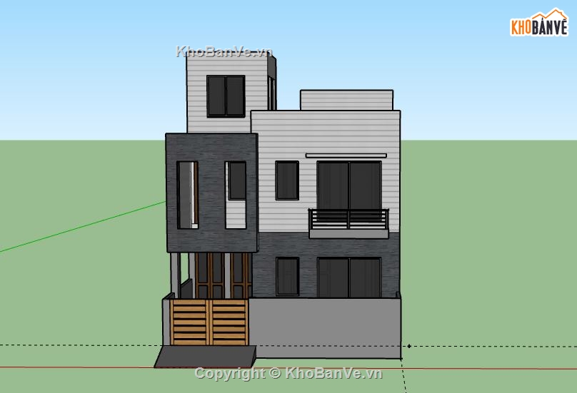 Nhà phố 2 tầng,model su nhà phố 2 tầng,file su nhà phố 2 tầng,sketchup nhà phố 2 tầng