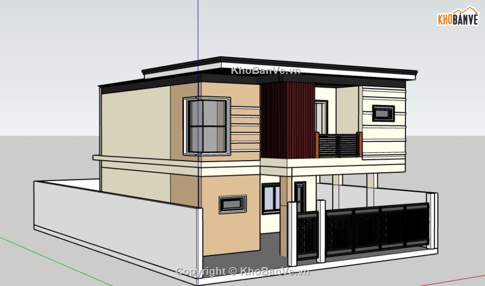 Nhà phố 2 tầng,model su nhà phố 2 tầng,file su nhà phố 2 tầng,nhà phố 2 tầng sketchup,sketchup nhà phố 2 tầng