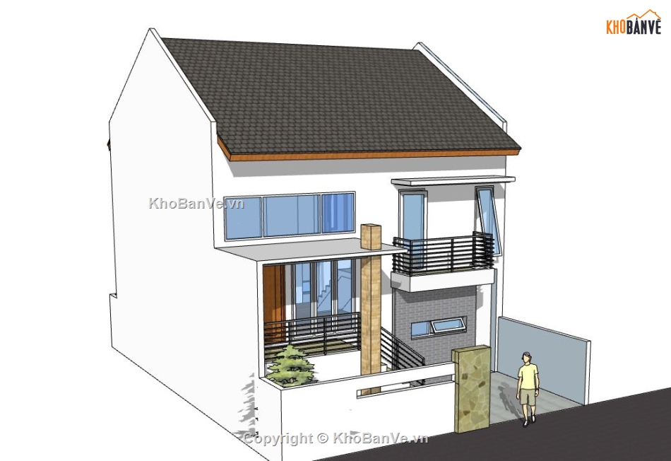 Nhà phố 2 tầng,model su nhà phố 2 tầng,file su nhà phố 2 tầng,sketchup nhà phố 2 tầng,nhà phố 2 tầng sketchup