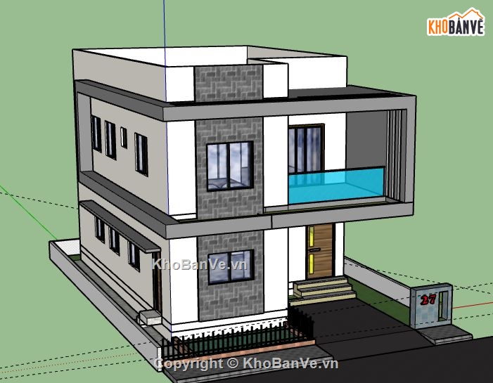 model su nhà phố 2 tầng,file su nhà phố 2 tầng,nhà phố 2 tầng model su,sketchup nhà phố 2 tầng,nhà phố 2 tầng