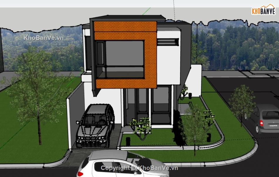 Nhà phố 2 tầng,model su nhà phố 2 tầng,file sketchup nhà phố 2 tầng,nhà phố 2 tầng model su