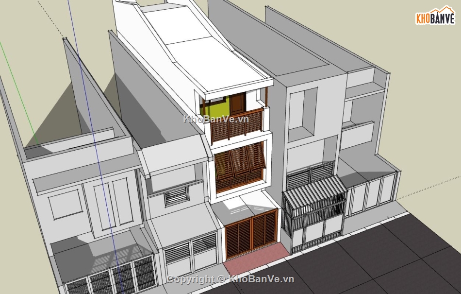 Nhà phố 3 tầng,File sketchup nhà phố 3 tầng,nhà phố 3 tầng file su,model su nhà phố 3 tầng