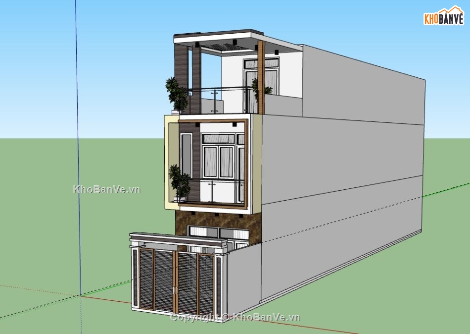 Nhà phố 3 tầng,nhà phố 3 tầng file su,sketchup nhà phố 3 tầng