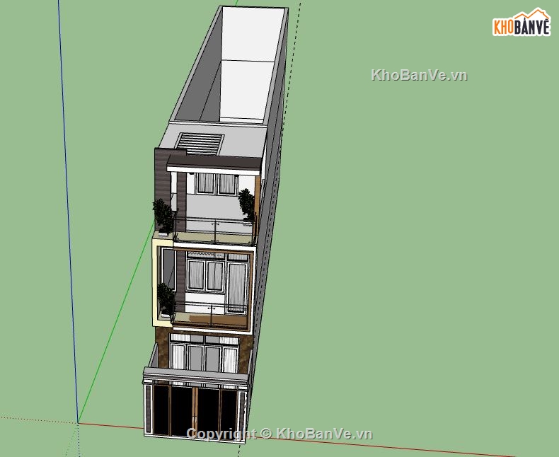 Nhà phố 3 tầng,nhà phố 3 tầng file su,sketchup nhà phố 3 tầng