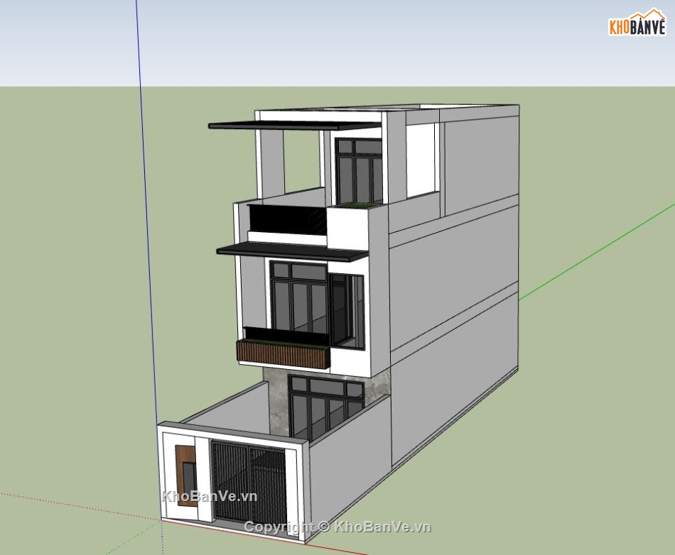 nhà phố 3 tầng,file sketchup nhà phố,nhà phố hiện đại