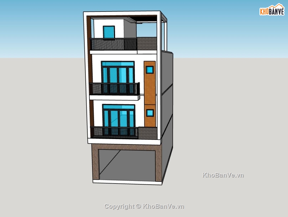 nhà phố 3 tầng,file su nhà phố 3 tầng,phối cảnh nhà phố 3 tầng,sketchup nhà phố 3 tầng