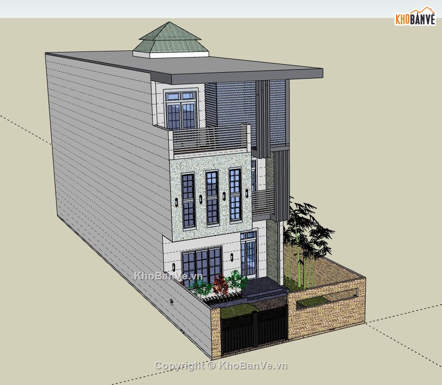 Nhà phố 3 tầng,file sketchup nhà phố 3 tầng,nhà phố 3 tầng file su,model su nhà phố 3 tầng,nhà phố 3 tầng file sketchup