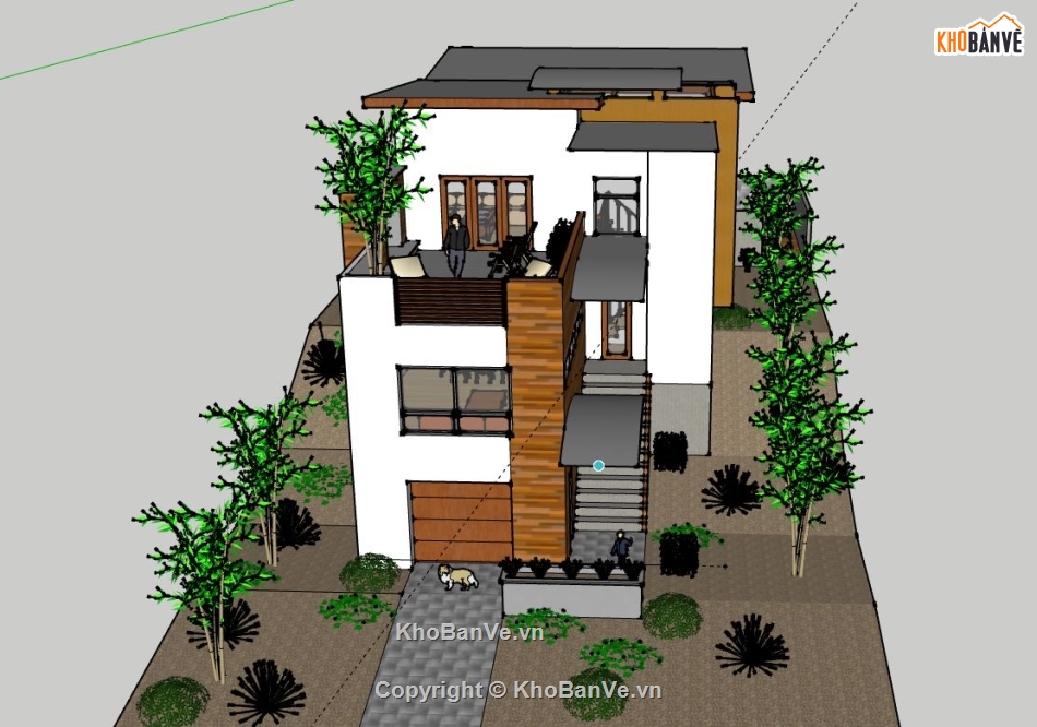 Nhà phố 3 tầng,file su nhà phố 3 tầng,sketchup nhà phố 3 tầng,nhà phố 3 tầng file sketchup