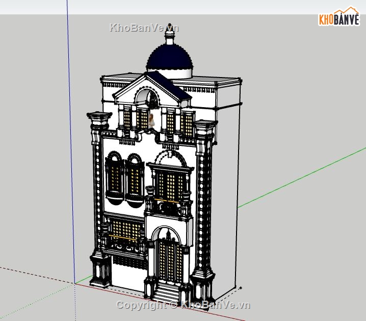 Nhà phố 3 tầng,file su nhà phố 3 tầng,sketchup nhà phố 3 tầng