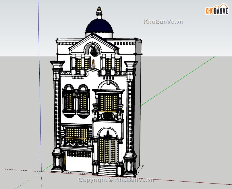 Nhà phố 3 tầng,file su nhà phố 3 tầng,sketchup nhà phố 3 tầng