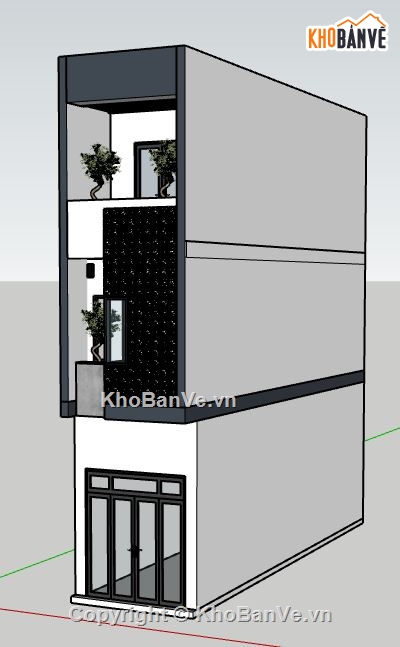nhà phố 4 tầng,file su nhà phố 4 tầng,model su nhà phố 4 tầng,nhà phố 4 tầng sketchup,nhà phố 4 tầng hiện đại