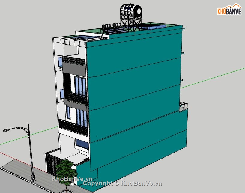 Nhà phố 4 tầng,model su nhà phố 4 tầng,nhà phố 4 tầng file su,sketchup nhà phố 4 tầng,file su nhà phố 4 tầng