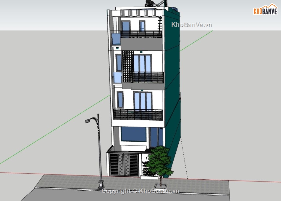 Nhà phố 4 tầng,model su nhà phố 4 tầng,nhà phố 4 tầng file su,sketchup nhà phố 4 tầng,file su nhà phố 4 tầng