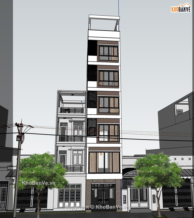 nhà phố 6 tầng,thiết kế nhà phố 5 tầng,model su nhà phố 6 tầng