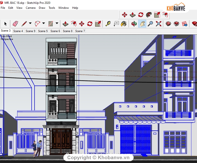nhà phố 4 tầng sketchup,File su nhà phố 4 tầng,Model su nhà phố 4 tầng,Model nhà phố 4 tầng,nhà phố 4 tầng