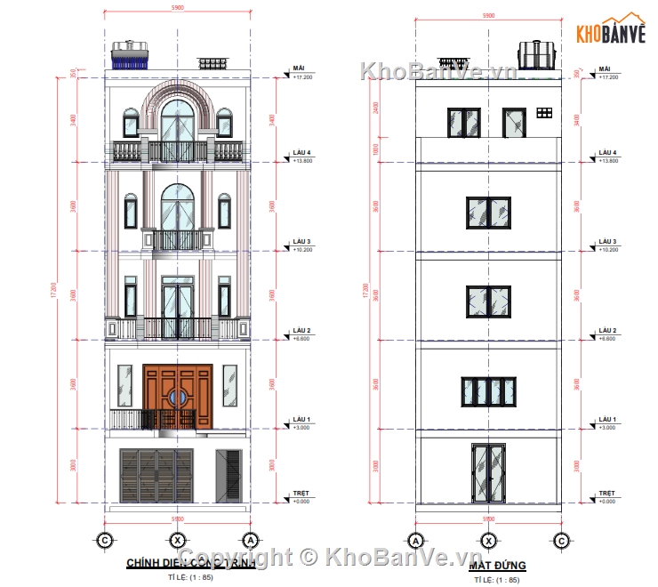 nhà phố tân cổ điển 6x16m,nhà ống 4 tầng 1 tum,bản vẽ nhà phố 4 tầng,revit nhà phố 5 tầng,file revit nhà phố 5 tầng