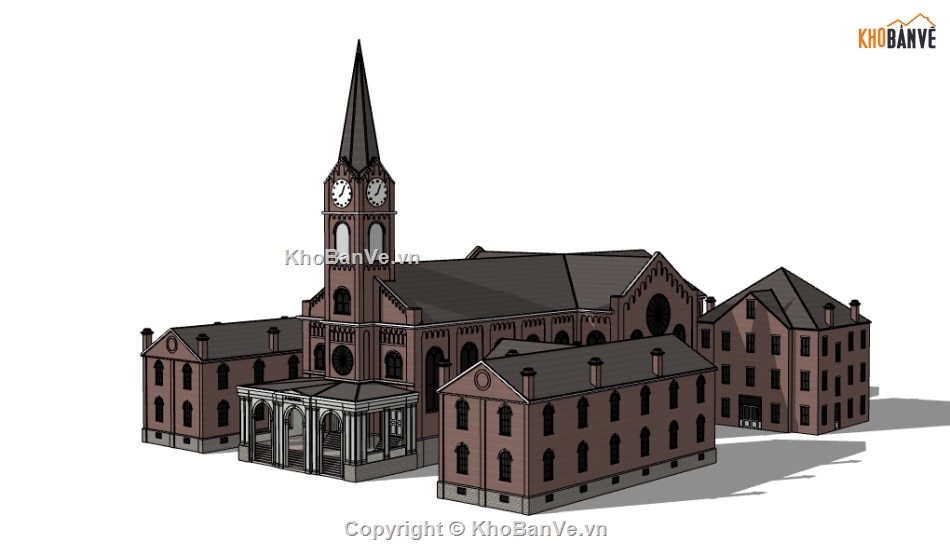 Nhà thờ dựng model su,thiết kế 3d su nhà thờ,nhà thờ dựng file sketchup