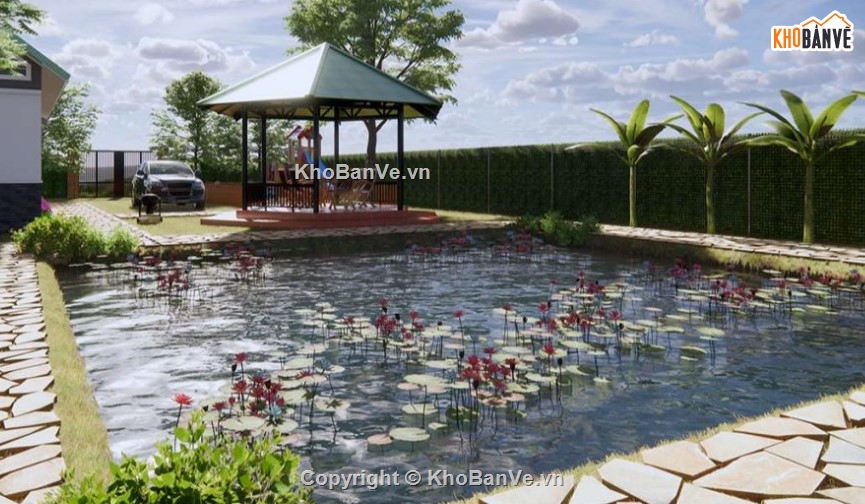 nhà mái tôn,nhà vườn,nhà khung thép