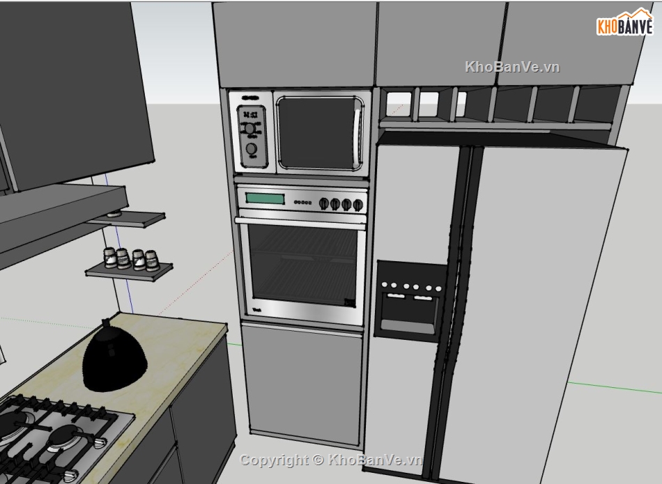 sketchup nội thất bếp,sketchup nội thất phòng bếp,kiến trúc nội thất bếp,mẫu nội thất phòng bếp
