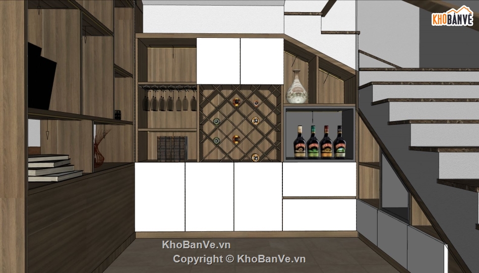 nội thất phòng khách,Thiết kế nội thất phòng khách,nội thất phòng bếp,file sketchup nội thất khách bếp