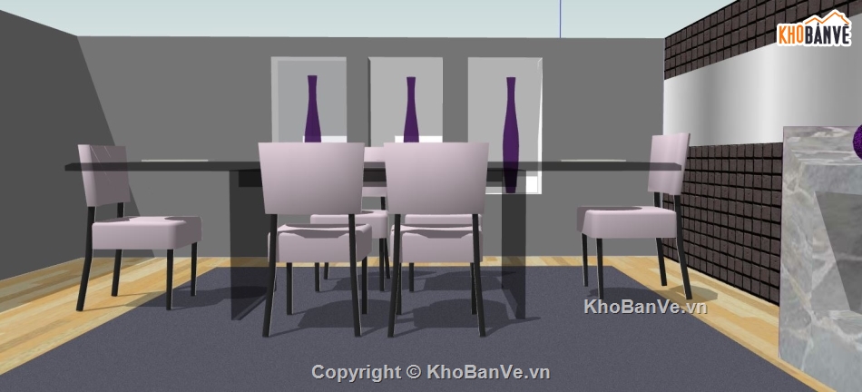 phòng ăn đẹp,file su phòng ăn,file sketchup phòng ăn