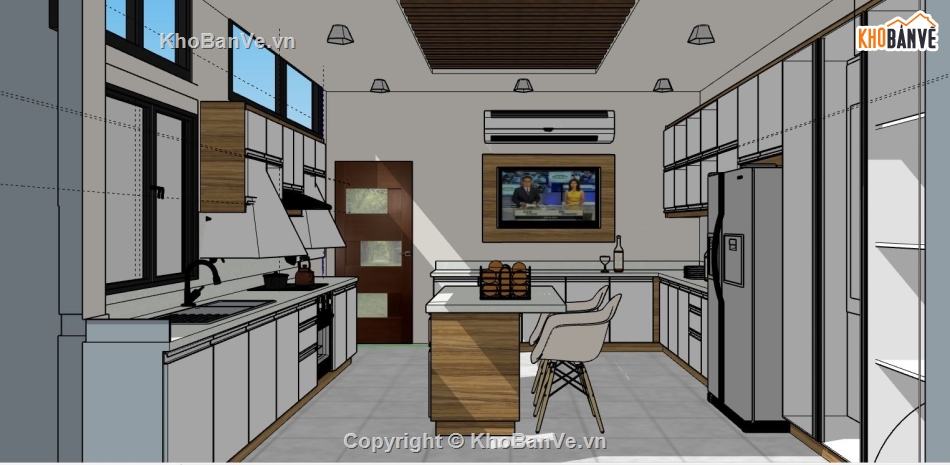 phòng bếp sketchup,su phòng bếp,sketchup phòng bếp