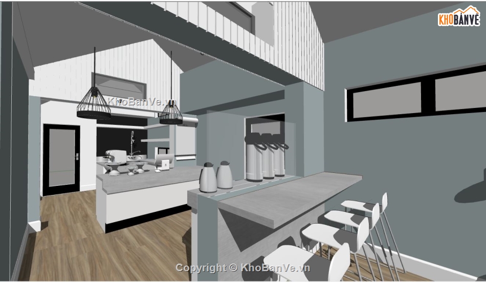 phòng bếp model su,phòng bếp sketchup,model su phòng bếp
