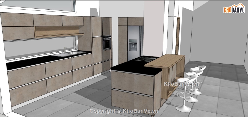 phòng bếp file su,sketchup phòng bếp,model su phòng bếp ăn