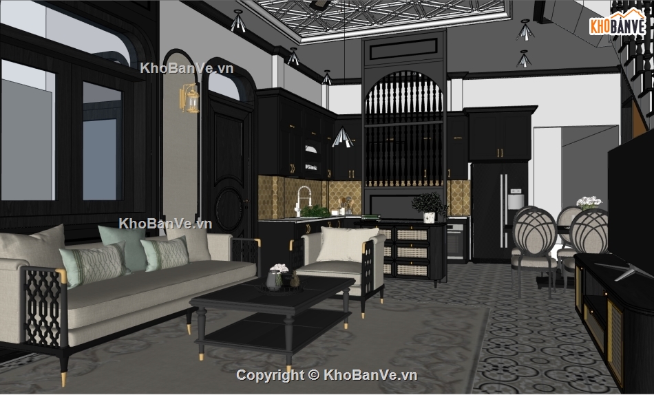 model su phòng khách,su phòng khách hiện đại,sketchup phòng khách,file sketchup phòng khách đẹp