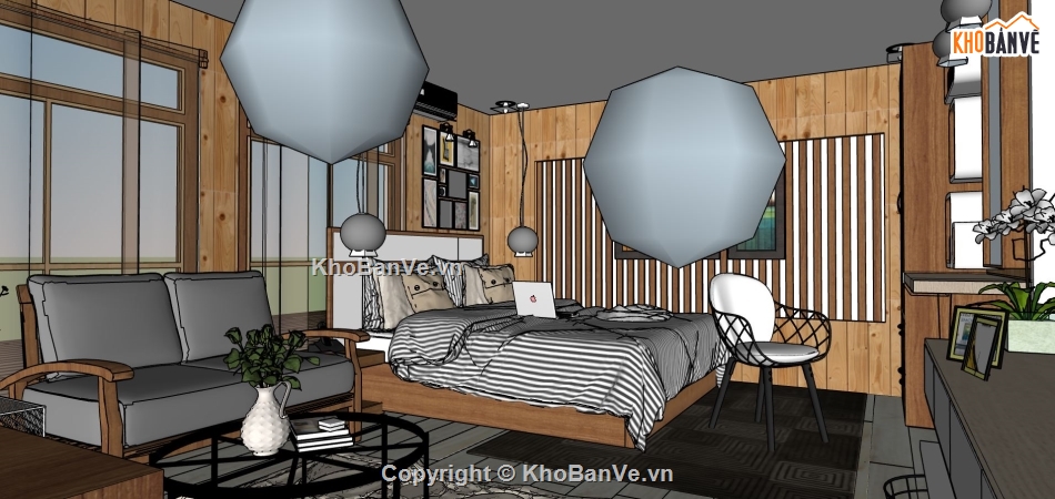 thiết kế phòng ngủ sketchup,thiết kế phòng ngủ hiện đại,phòng ngủ sketchup,sketchup phòng ngủ đẹp