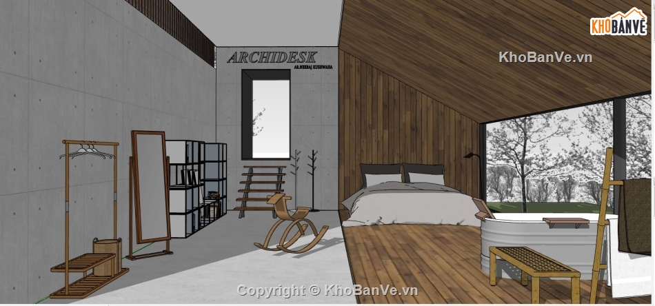 file sketchup phòng ngủ,file su phòng ngủ,model sketchup phòng ngủ