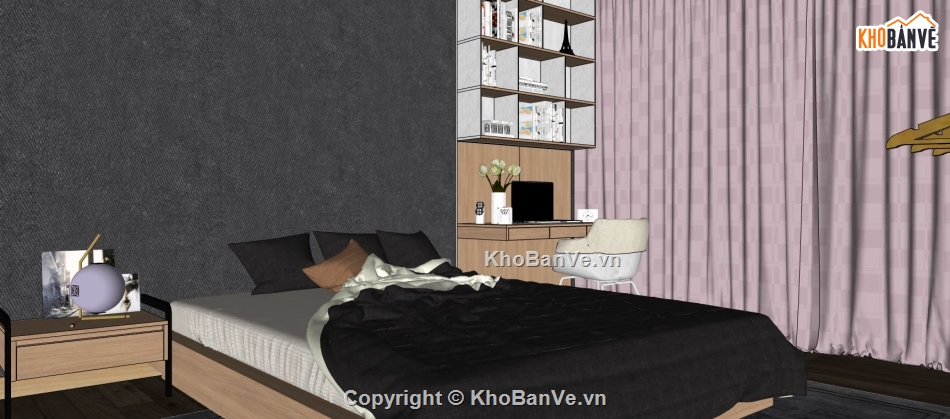 3d sketchup phòng ngủ,3d phòng ngủ,mẫu phòng ngủ,file su phòng ngủ