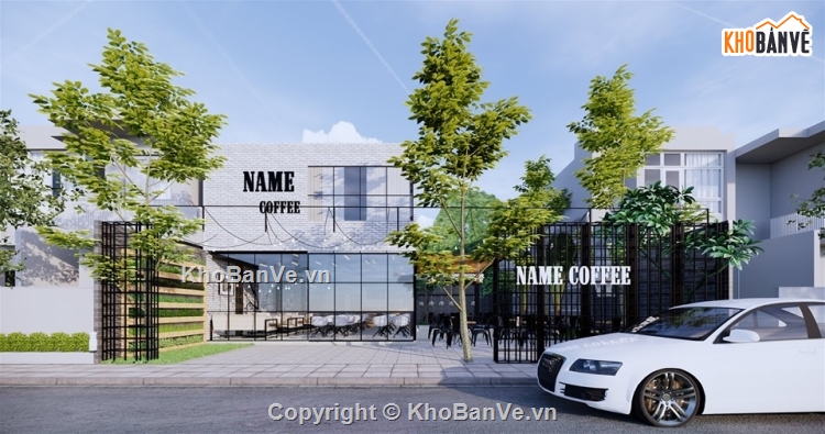 Model quán cafe,cketchup quán coffee,quán cafe hiện đại,mẫu sketchup quán cafe,quán cafe đẹp