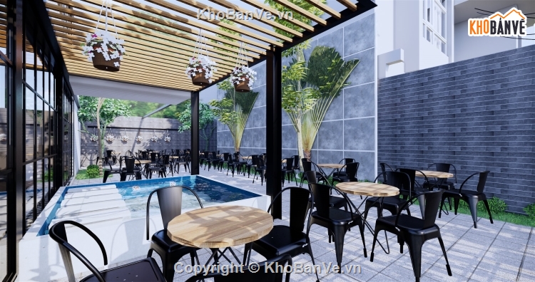 Model quán cafe,cketchup quán coffee,quán cafe hiện đại,mẫu sketchup quán cafe,quán cafe đẹp