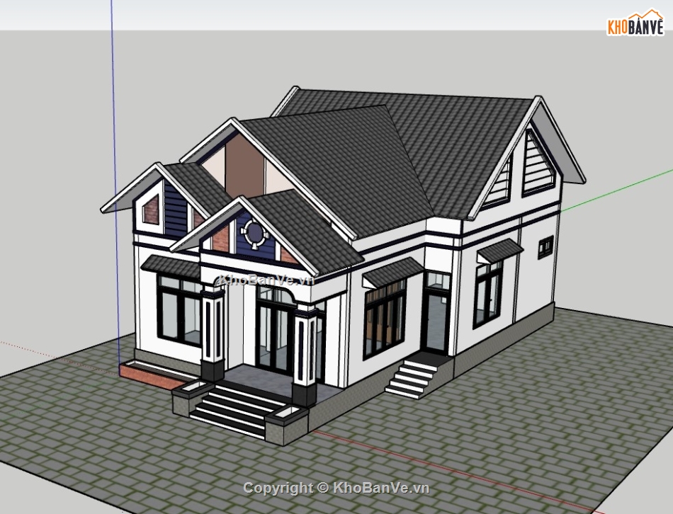 biệt thự 1 tầng file 3d su,file sketchup dựng biệt thự 1 tầng,sketchup dựng mẫu nhà cấp 4