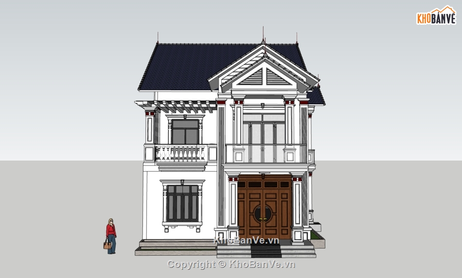 biệt thự 2 tầng,su biệt thự,sketchup biệt thự