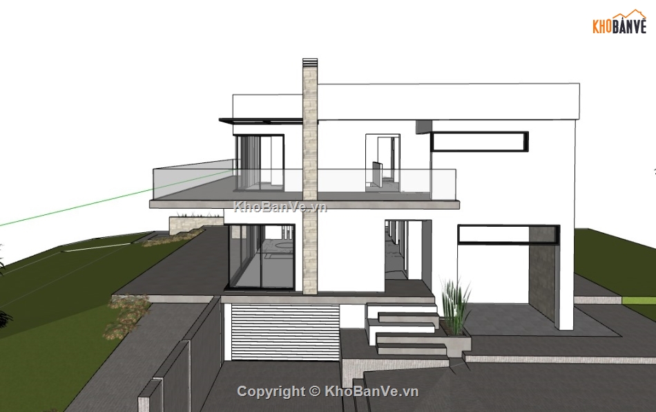 nhà 2 tầng hiện đại file su,dựng 3d su biệt thự hiện đại,file sketchup biệt thự 2 tầng