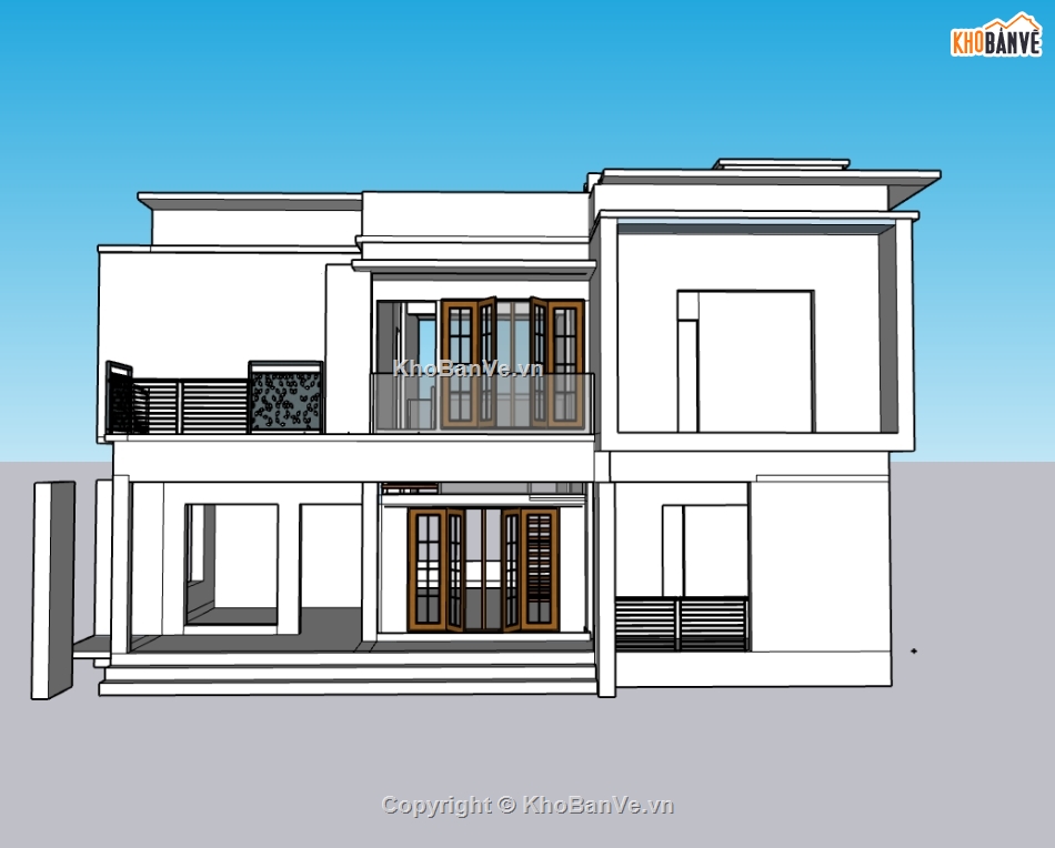 biệt thự 2 tầng,su biệt thự,sketchup biệt thự