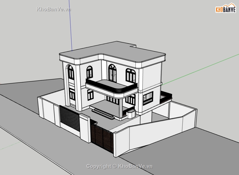 biệt thự 2 tầng,su biệt thự 2 tầng,sketchup biệt thự 2 tầng