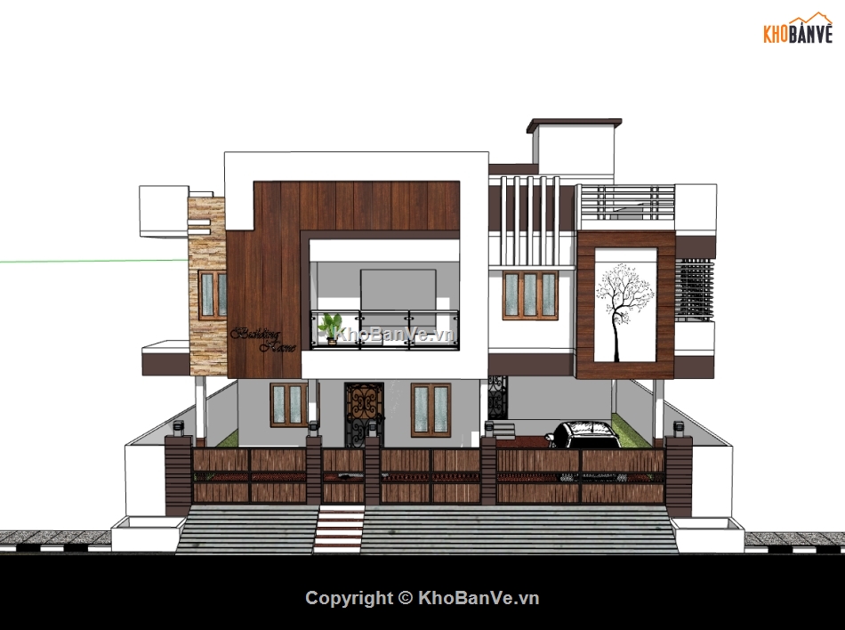 biệt thự 2 tầng,su biệt thự,sketchup biệt thự