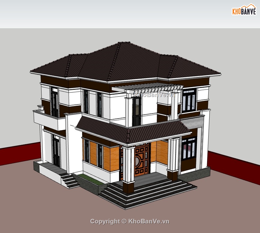 biệt thự 2 tầng,su biệt thự,sketchup biệt thự,sketchup biệt thự 2 tầng