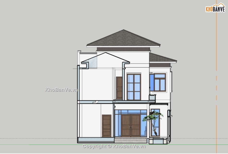 biệt thự 2 tầng,su biệt thự,sketchup biệt thự