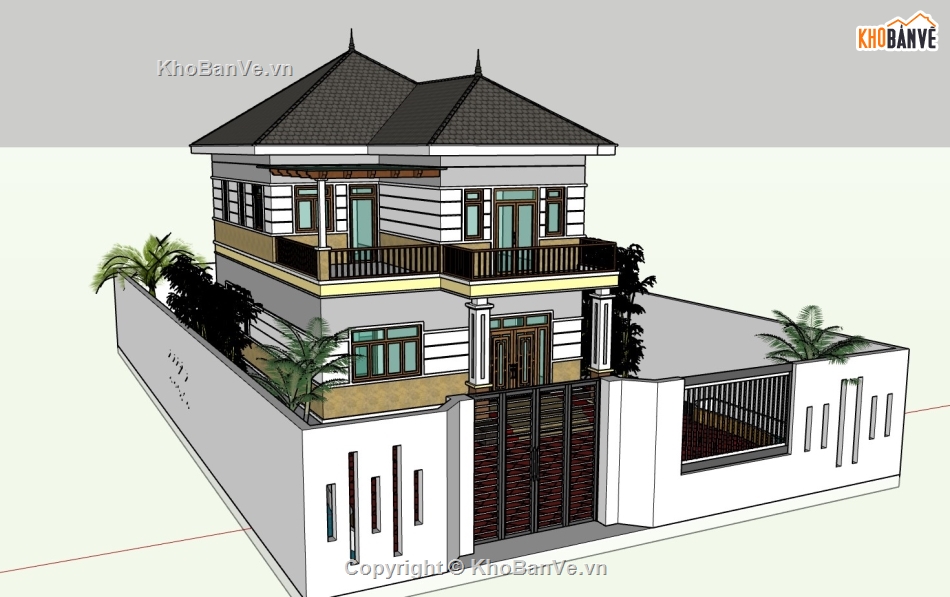 su biệt thự,sketchup biệt thự,su biệt thự 2 tầng