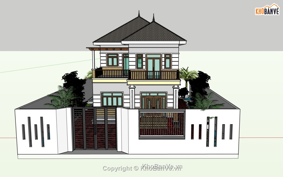 su biệt thự,sketchup biệt thự,su biệt thự 2 tầng