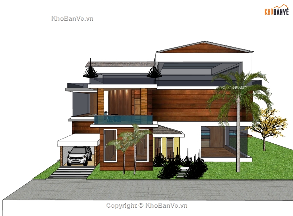 biệt thự 3 tầng,su biệt thự,sketchup biệt thự