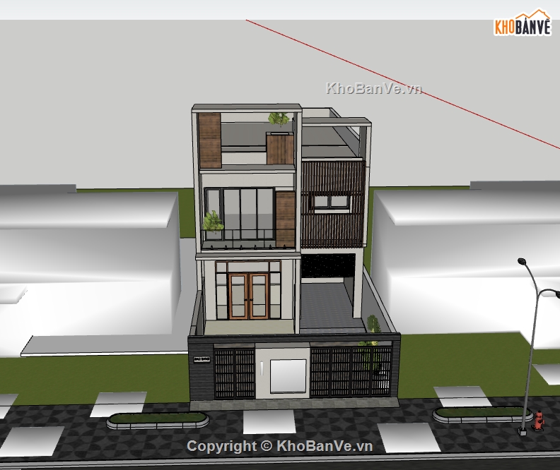 su nhà phố,sketchup nhà phố,nhà phố 3 tầng