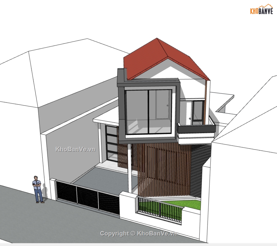 thiết kế nhà 2 tầng,su nhà 2 tầng,sketchup nhà 2 tầng