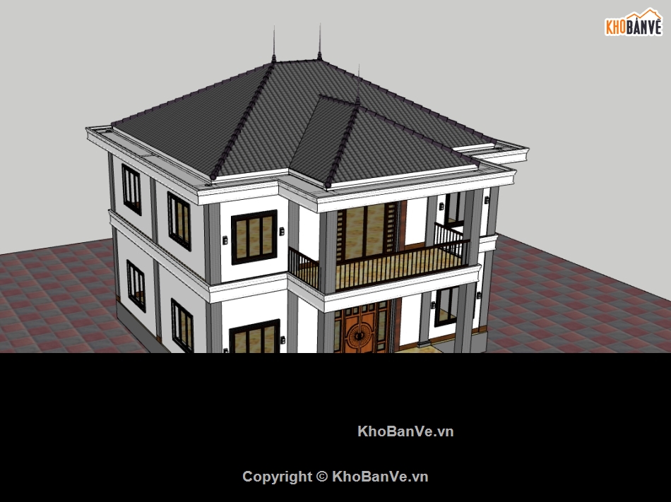 biệt thự 2 tầng,su biệt thự,sketchup biệt thự