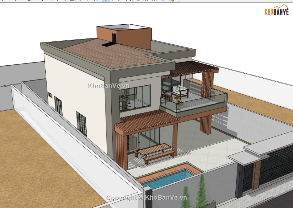 su biệt thự,sketchup biệt thự,su biệt thự 2 tầng