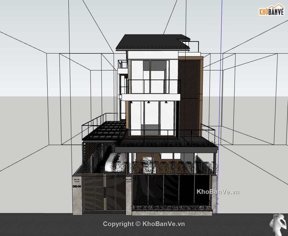 biệt thự 3 tầng,su biệt thự,sketchup biệt thự